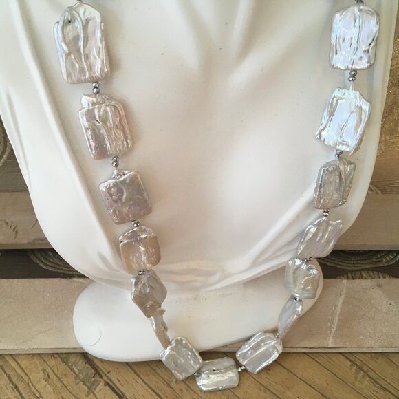 Retangular Freshwater Mabe Pearl Necklace
